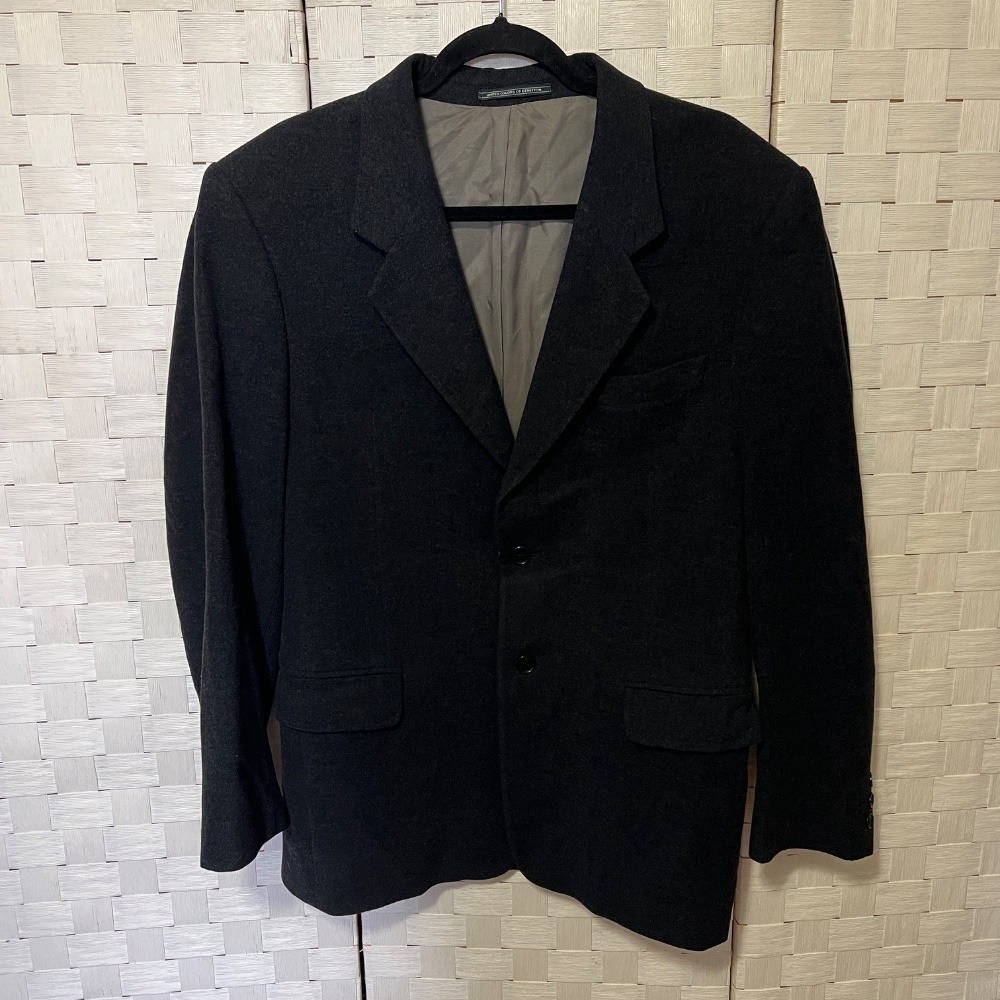 United Colors of Benetton Wool Blazer Sport Coat Charcoal Gray Made in Italy‎